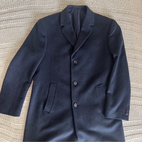 Kenneth Cole Reaction Men's Navy Wool Blend Overcoat Size 40 - Picture 2 of 9